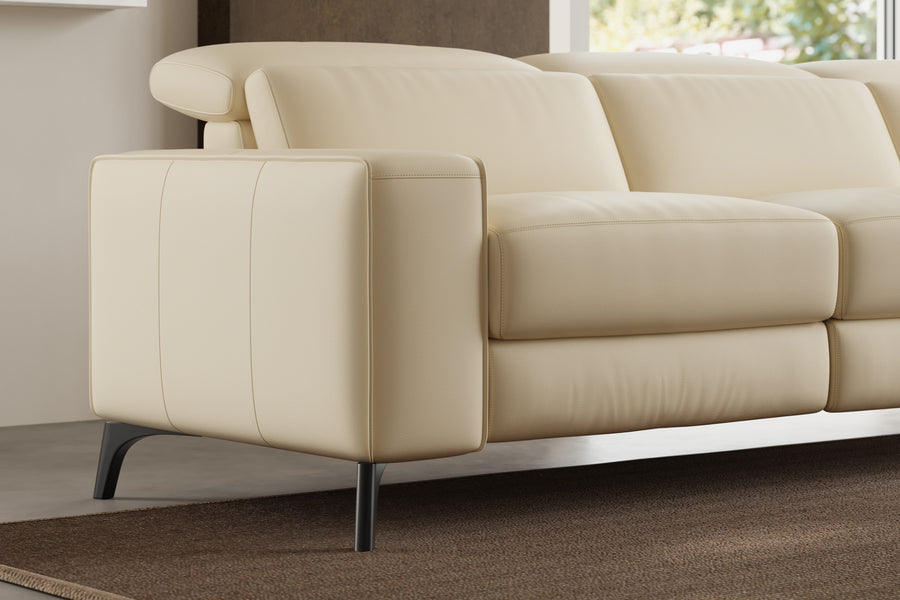 Valencia Esther Top Grain Leather Lounge, L-Shape with Right Chaise, Beige