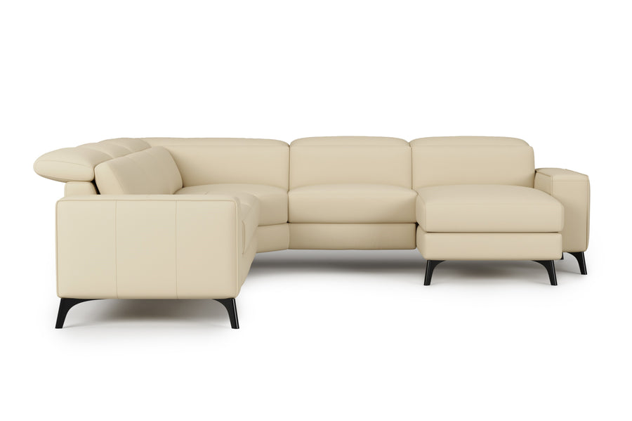 Valencia Esther Top Grain Leather Lounge, L-Shape with Right Chaise, Beige