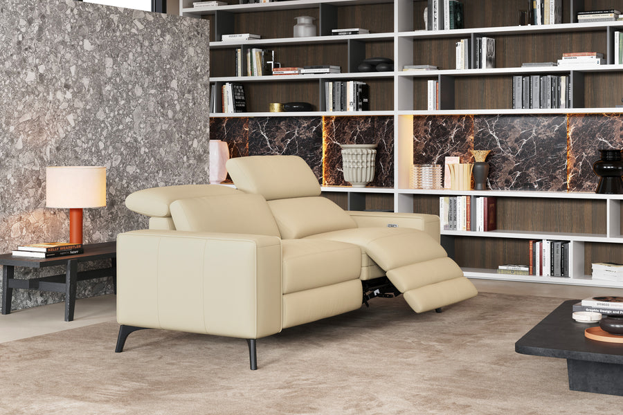 Valencia Esther Top Grain Leather Loveseat Lounge, Beige