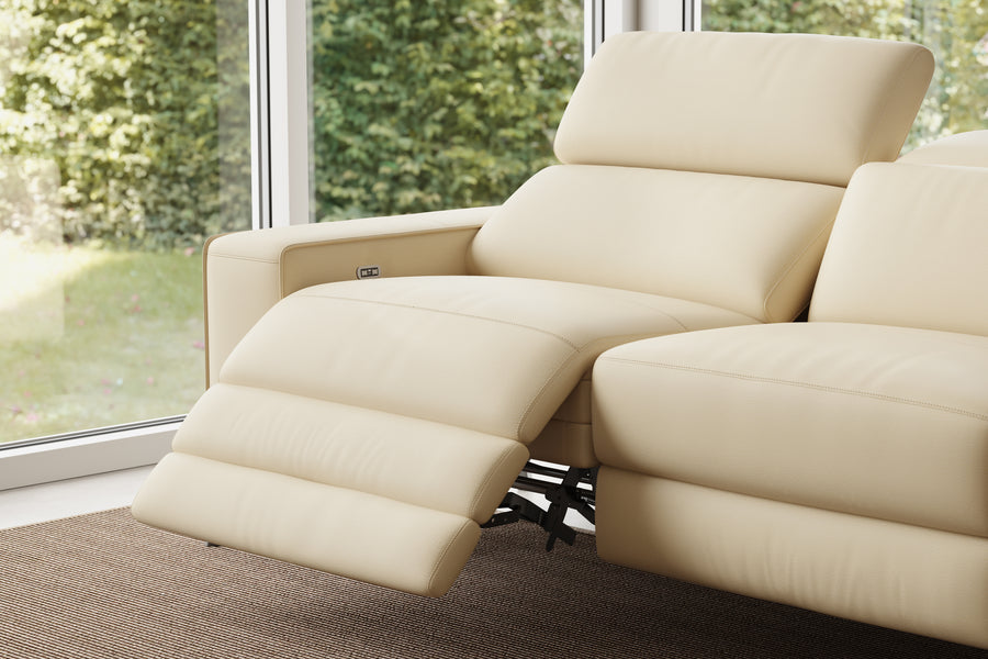 Valencia Esther Top Grain Leather Loveseat Lounge, Beige