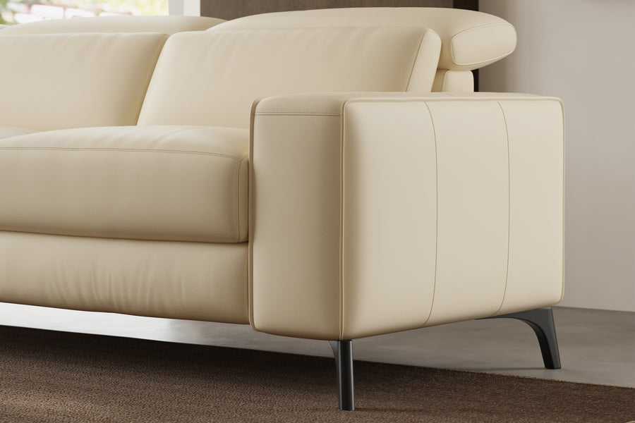 Valencia Esther Top Grain Leather Loveseat Lounge, Beige