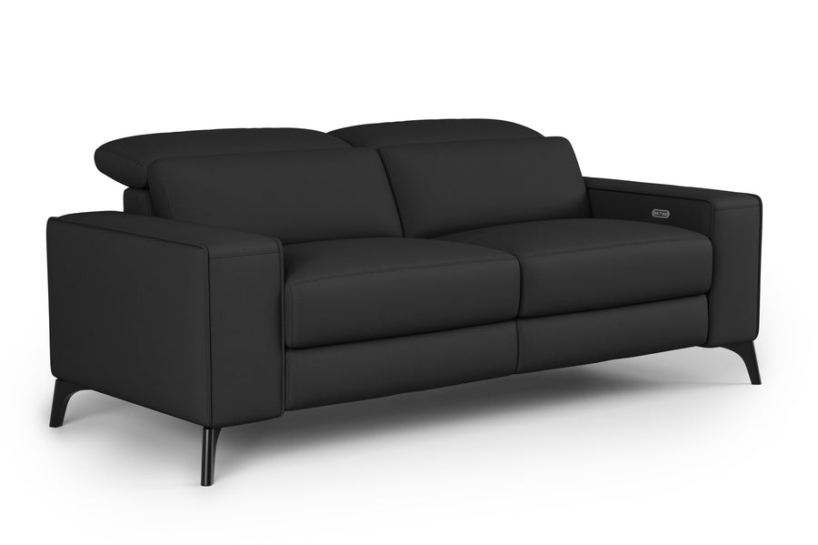 Valencia Esther Top Grain Leather Loveseat Lounge, Black