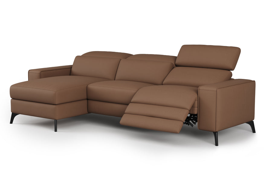 Valencia Esther Top Grain Leather Lounge, Three Seats with Left Chaise, Brown