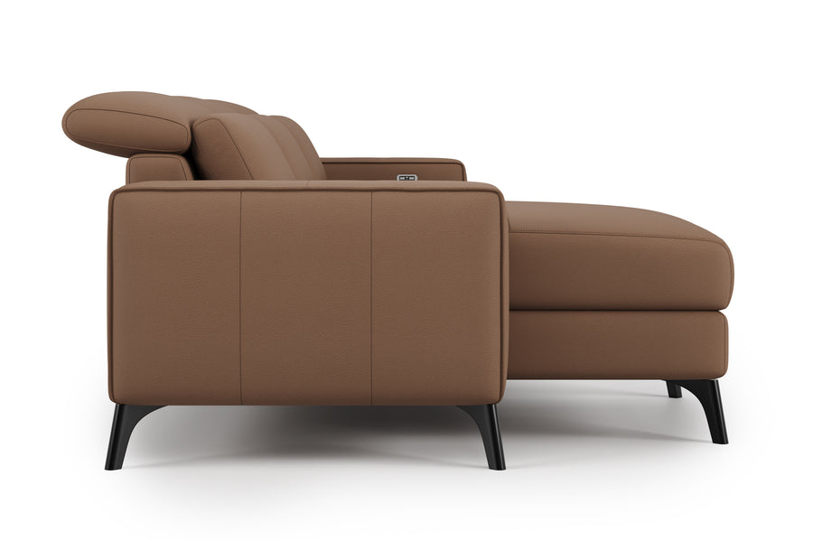 Valencia Esther Top Grain Leather Lounge, Three Seats with Left Chaise, Brown