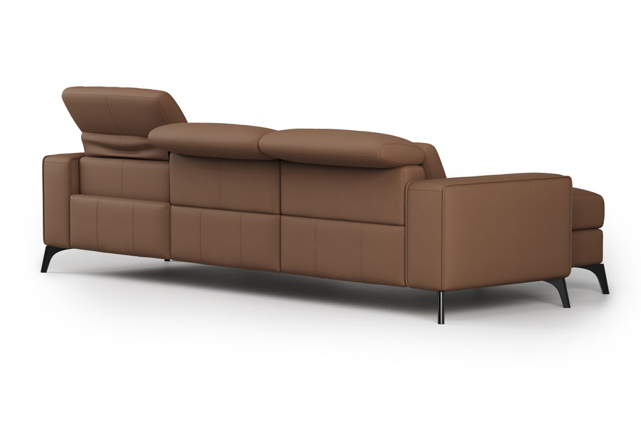 Valencia Esther Top Grain Leather Lounge, Three Seats with Left Chaise, Brown