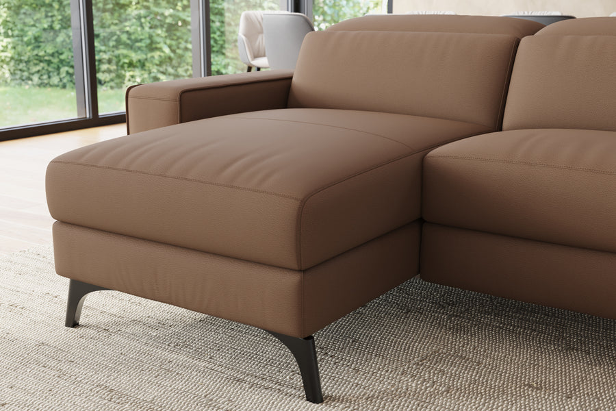 Valencia Esther Top Grain Leather Lounge, Three Seats with Left Chaise, Brown