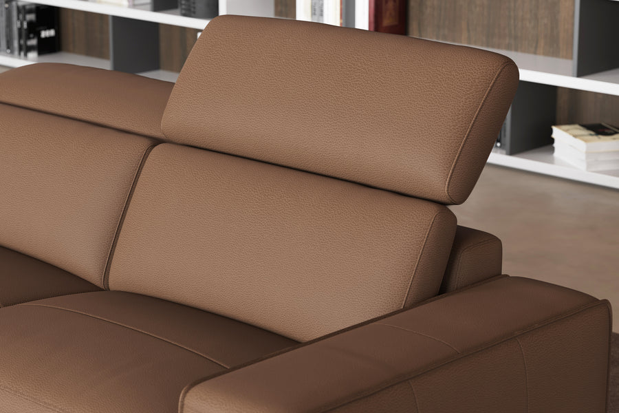 Valencia Esther Top Grain Leather Lounge, Three Seats with Left Chaise, Brown