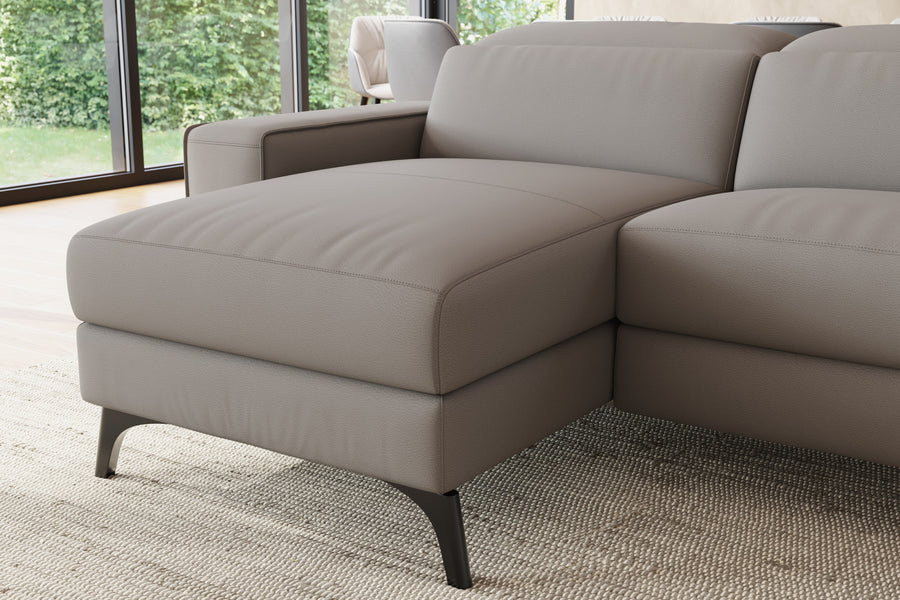 Valencia Esther Top Grain Leather Lounge, Three Seats with Left Chaise, Light Grey