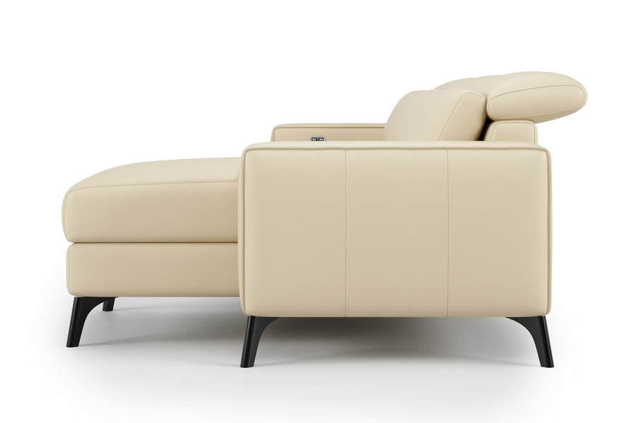 Valencia Esther Top Grain Leather Lounge, Three Seats with Right Chaise, Beige