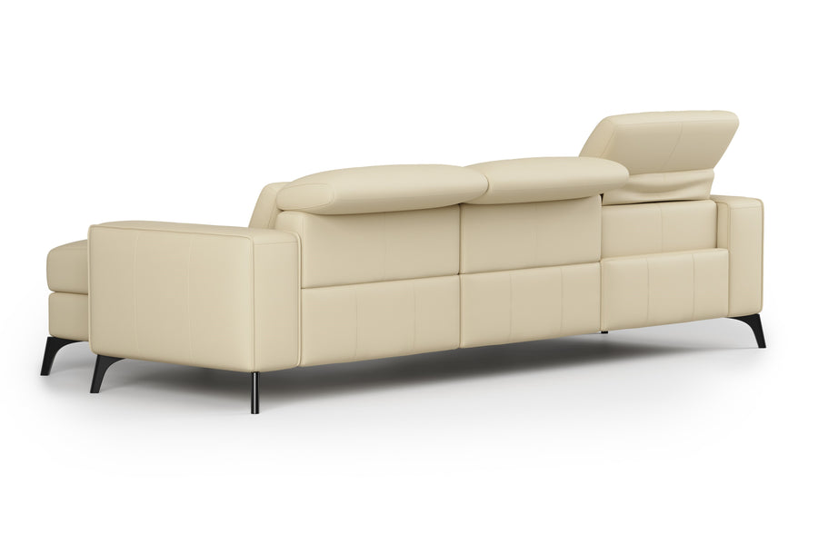 Valencia Esther Top Grain Leather Lounge, Three Seats with Right Chaise, Beige