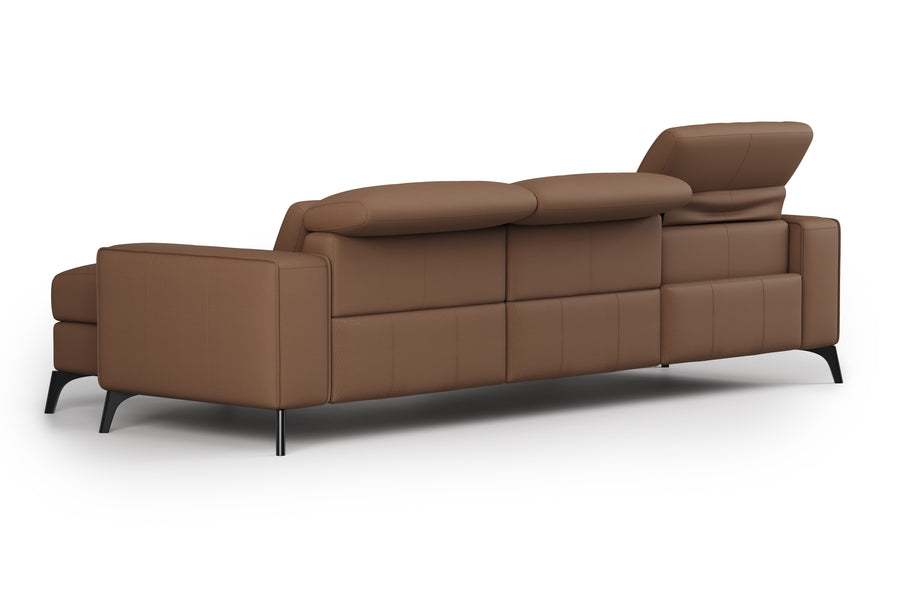 Valencia Esther Top Grain Leather Lounge, Three Seats with Right Chaise, Brown