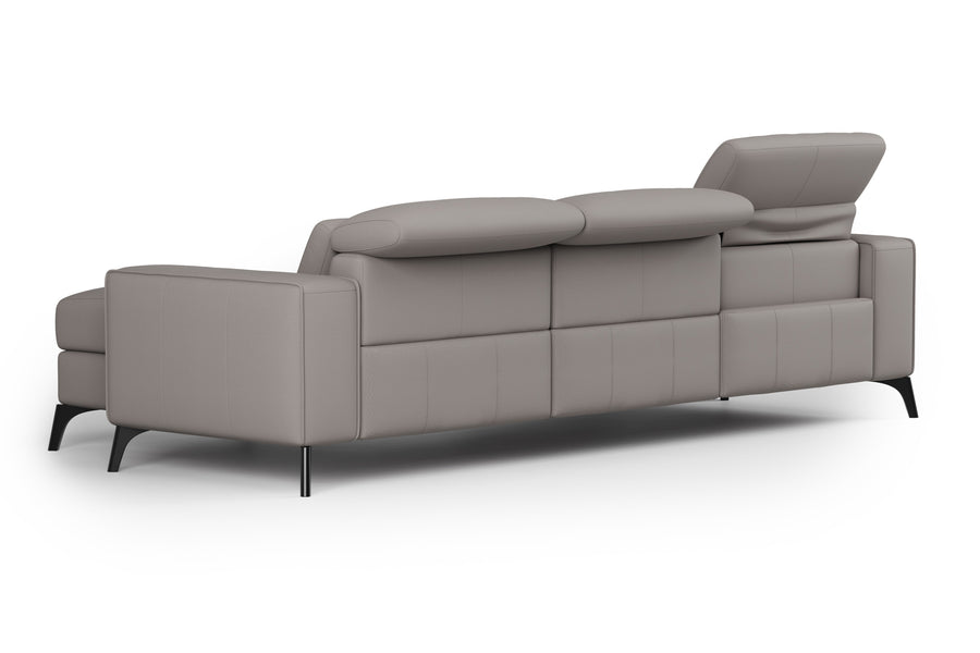 Valencia Esther Top Grain Leather Lounge, Three Seats with Right Chaise, Light Grey