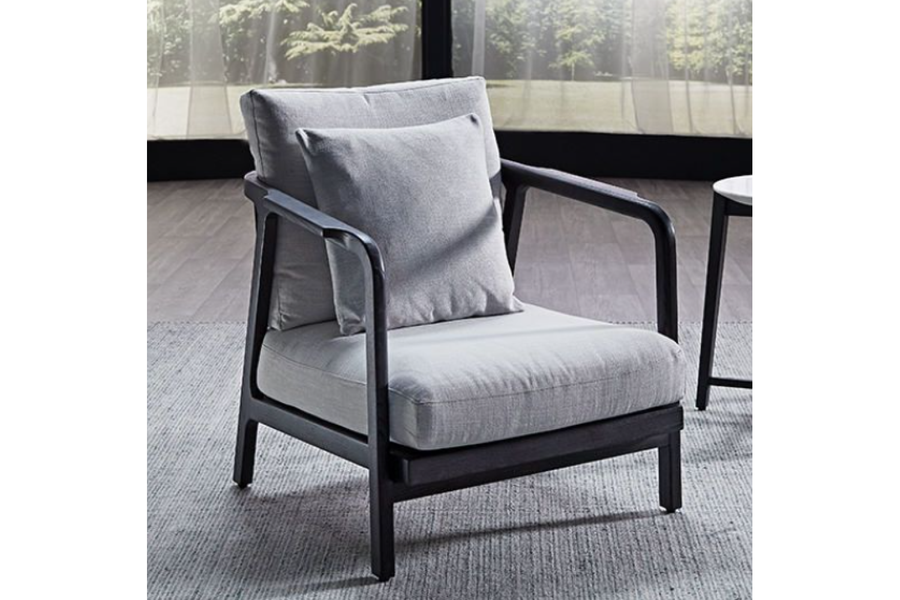 Valencia Calantha Polyester Linen Fabric Accent Chair, Light Grey
