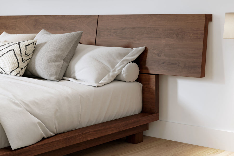 Valencia Faith Wide Headboard Wooden King Size Bed Frame, Walnut