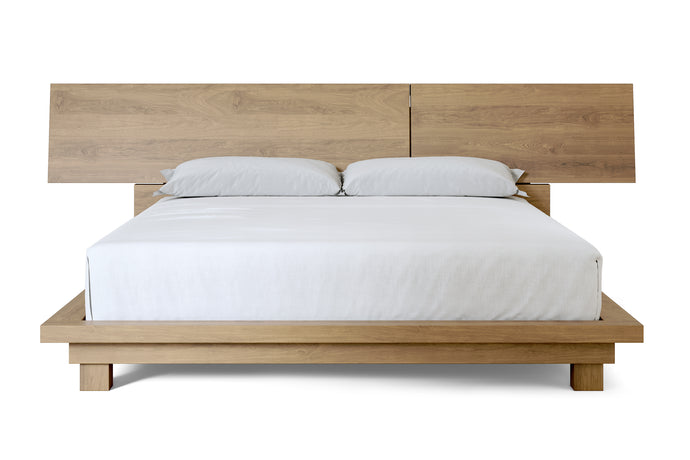 Valencia Faith Wide Headboard Wooden Queen Size Bed Frame, Ash Veneer