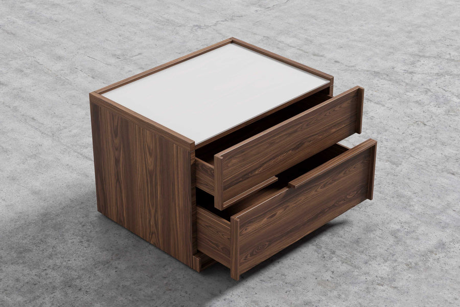 Valencia Faith Walnut Veneer Nightstand, Walnut