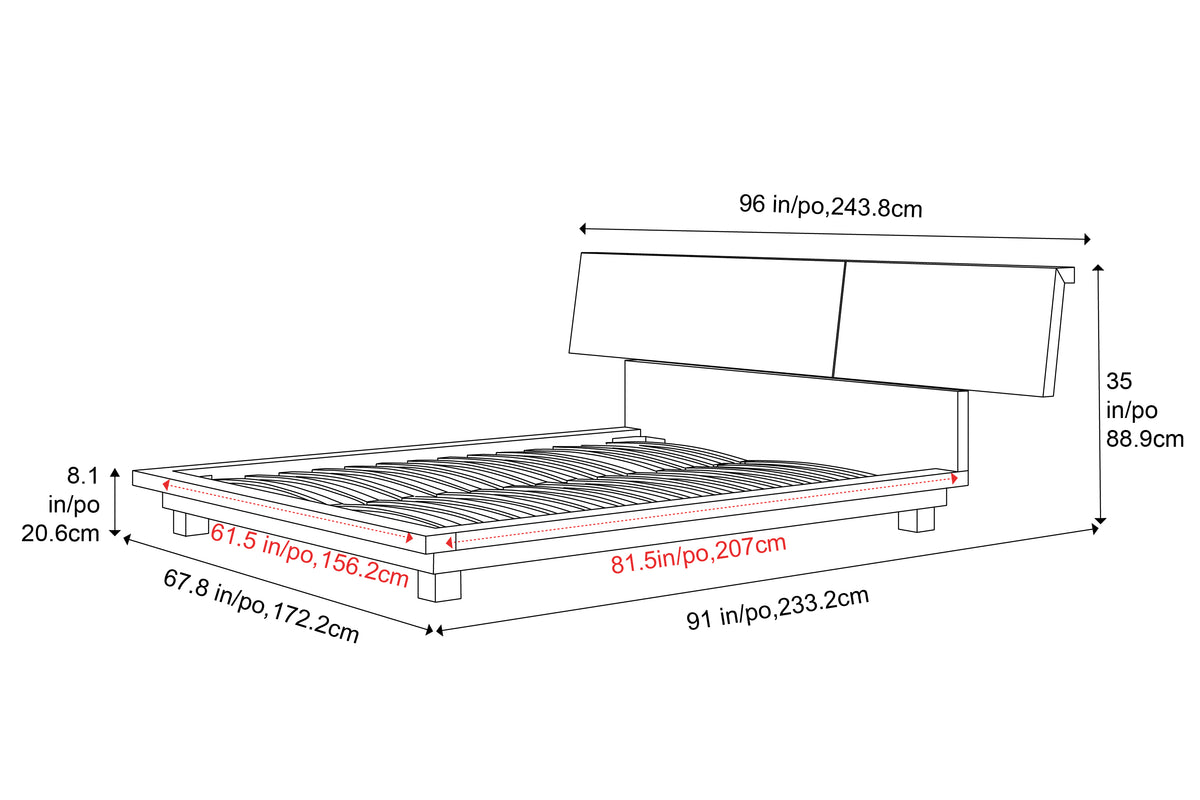 Valencia Faith Wide Headboard Wooden Queen Size Bed Frame, Ash Veneer