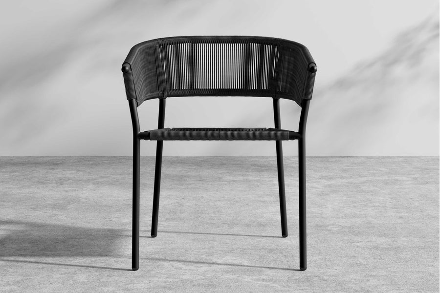 Valencia Feryn Woven Rope Outdoor Dining Chair, Black