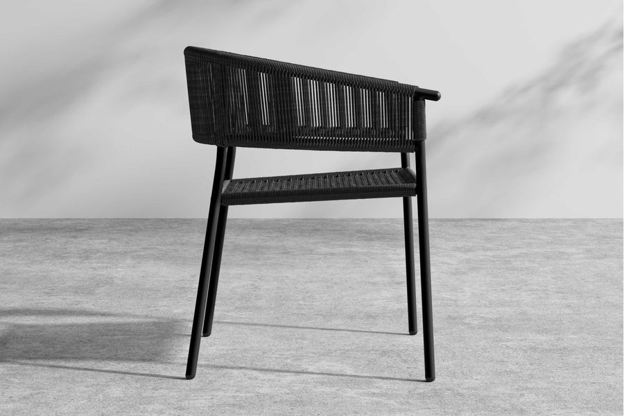 Valencia Feryn Woven Rope Outdoor Dining Chair, Black