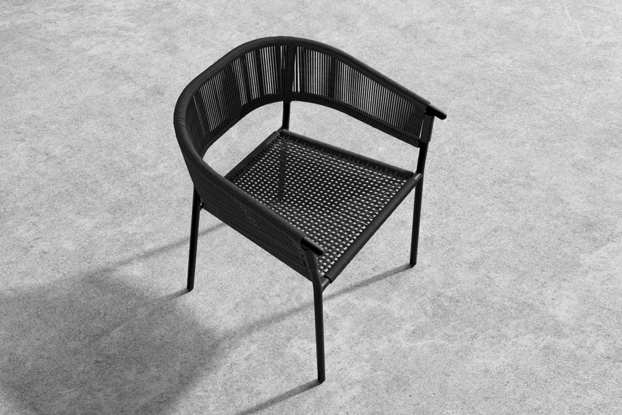 Valencia Feryn Woven Rope Outdoor Dining Chair, Black