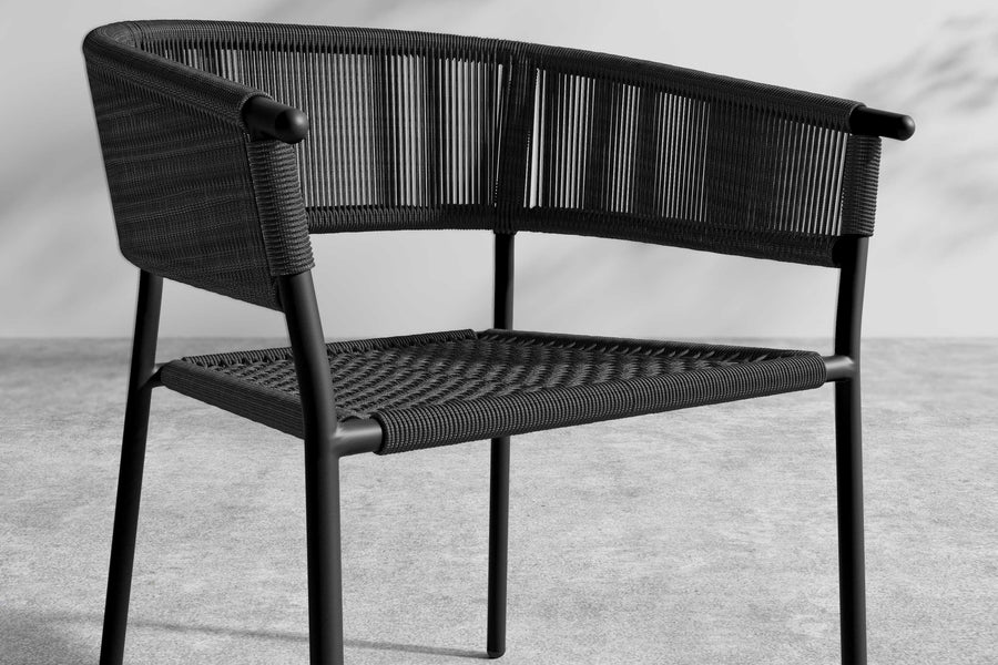 Valencia Feryn Woven Rope Outdoor Dining Chair, Black