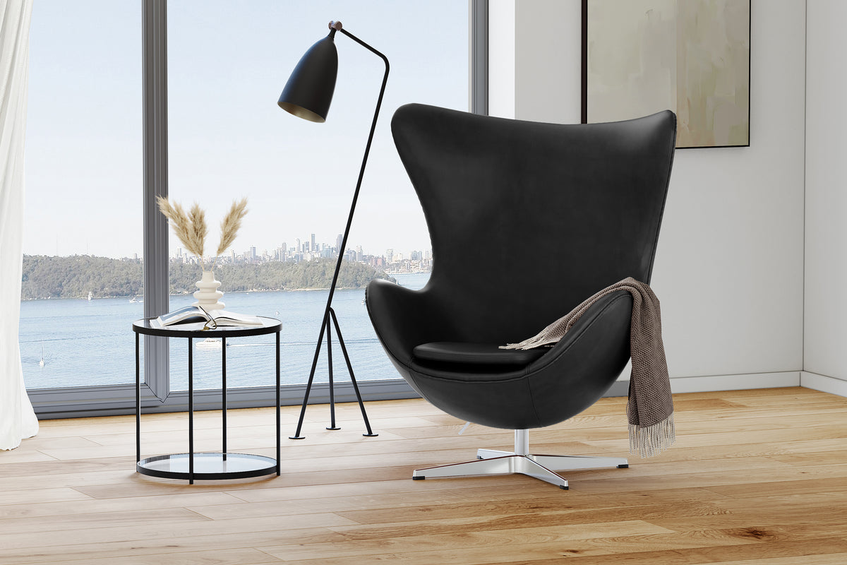 Valencia Finola Leather Accent Chair, Black Color