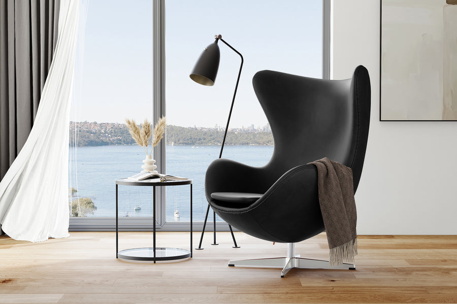 Valencia Finola Leather Accent Chair, Black Color