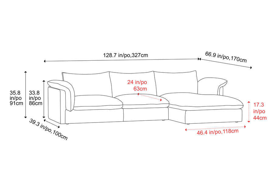 Valencia Frederick Fabric Modular Lounge, Three Seats With Right Chaise, Beige