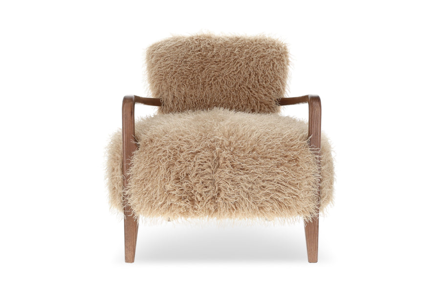 Valencia Willow Faux Sheepskin Accent Chair, Beige Color