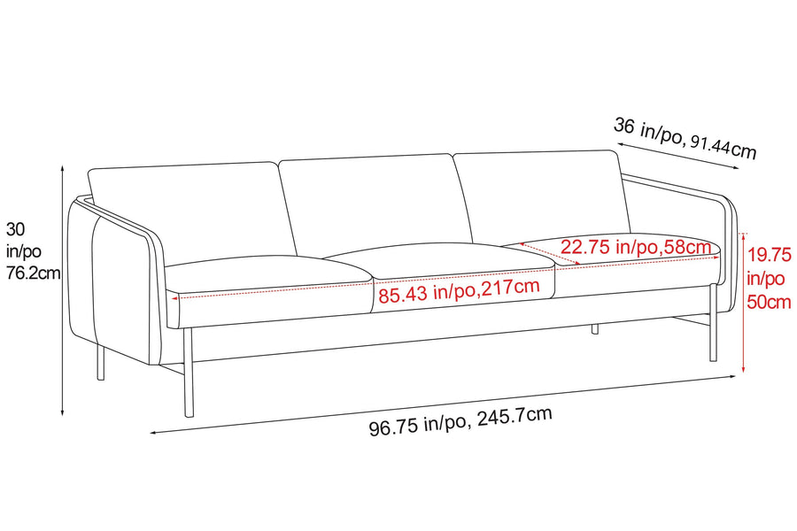 Valencia Gabriele Semi-Aniline Leather Three Seats Lounge with Brass Finished Legs, Black