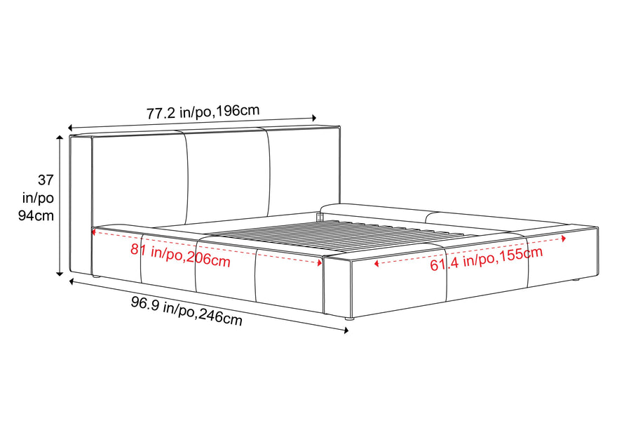 Valencia Gemma Leather Queen Size Bed Frame, Beige