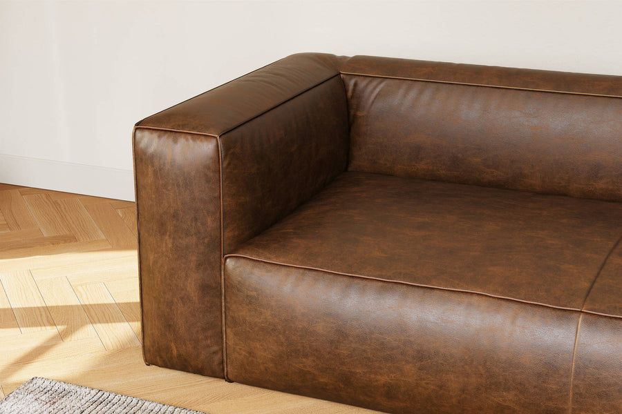 Graz Leather Grande Three Seat Lounge, Dark Chocolate Color