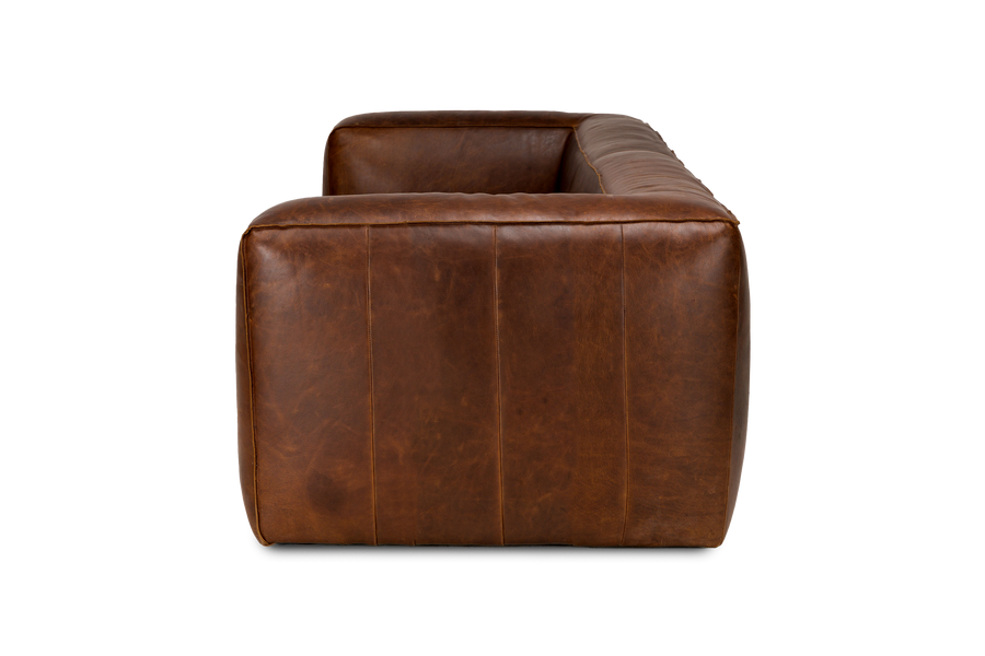 Graz Leather Grande Three Seat Lounge, Dark Chocolate Color