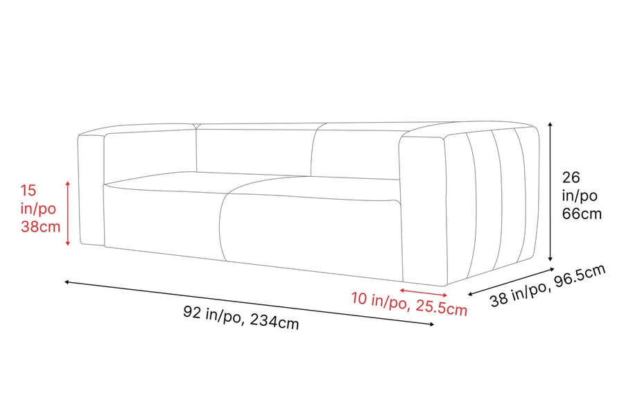 Graz Leather Grande Three Seat Lounge, Dark Chocolate Color