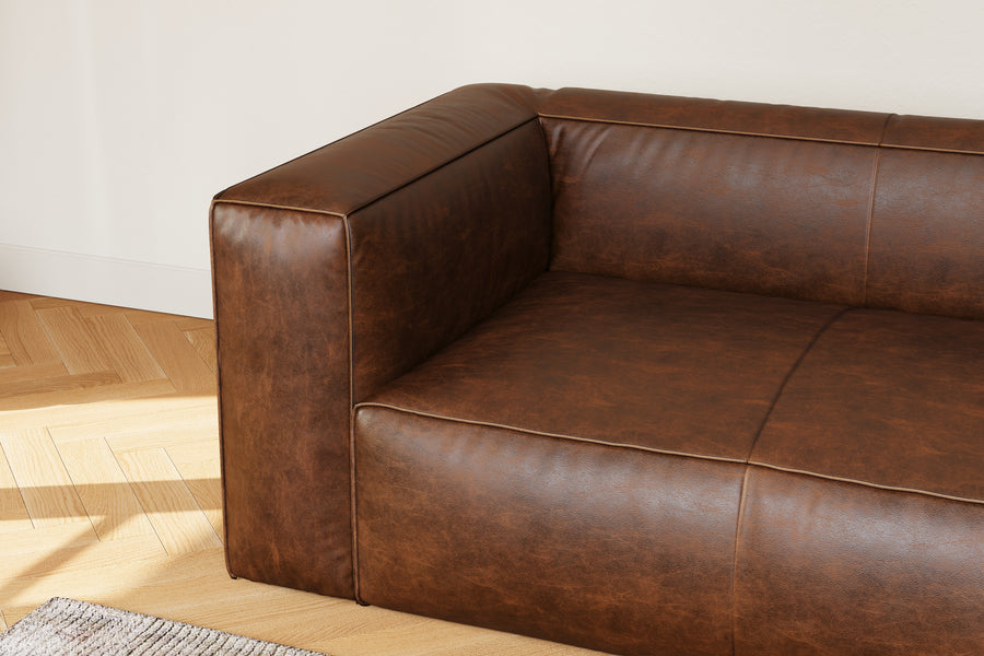 Graz Leather Grande Three Seat Sofa, Dark Chocolate Color