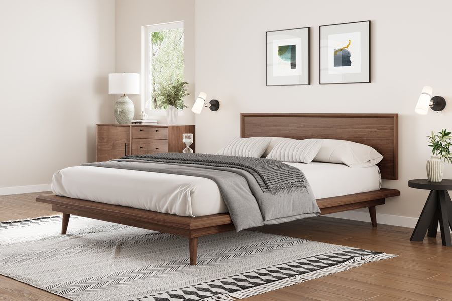 Valencia Greta Wood Queen Size Bed Frame, Walnut