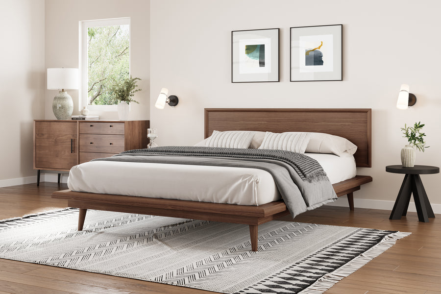 Valencia Greta Wood Queen Size Bed Frame, Walnut