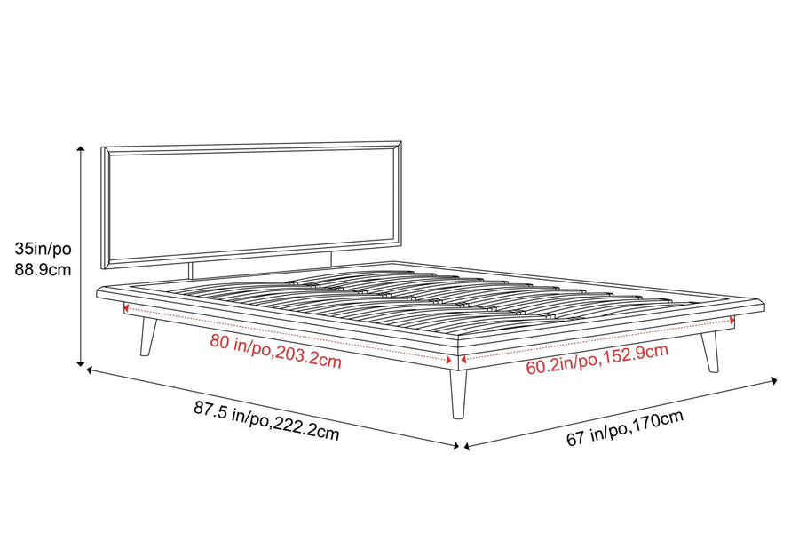 Valencia Greta Wood Queen Size Bed Frame, Walnut