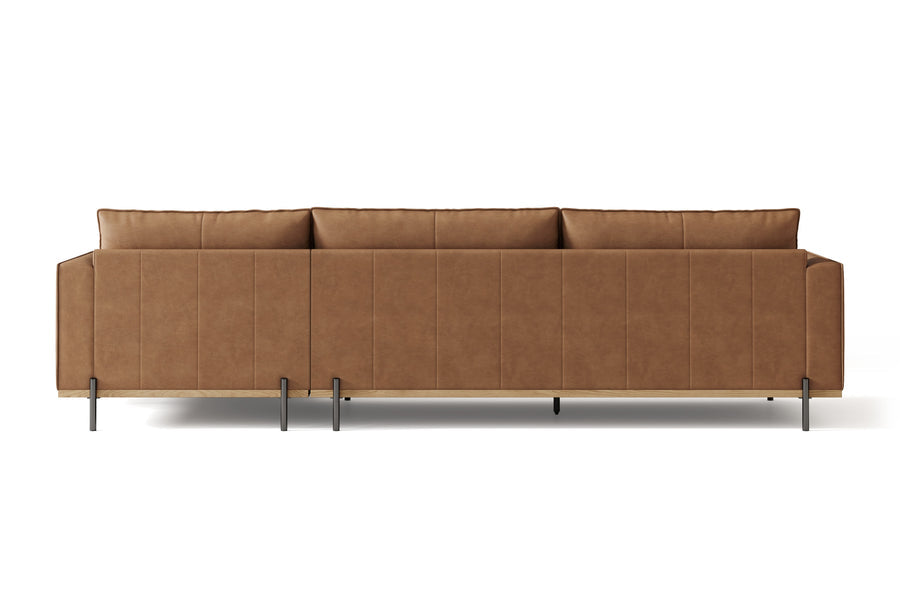 Valencia Imogen Top Grain Leather Sectional Lounge, Three Seats with Right Chaise, Tan