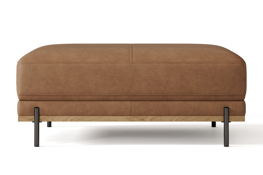 Valencia Imogen Top Grain Leather Ottoman, Tan