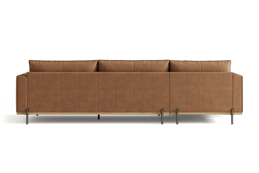 Valencia Imogen Top Grain Leather Sectional Lounge, Three Seats with Left Chaise, Tan