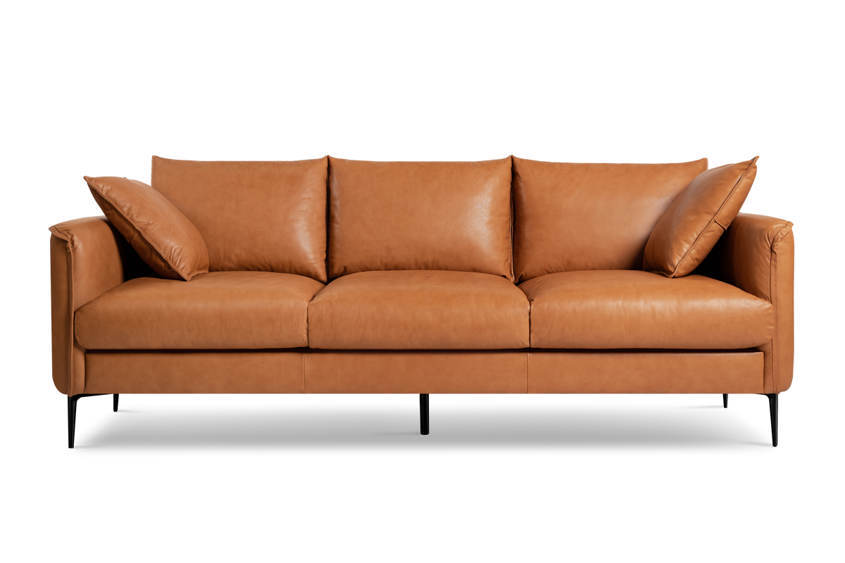 Valencia Jasper Leather Three Seats Lounge, Cognac