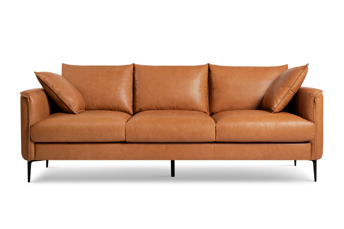 Valencia Jasper Leather Three Seats Lounge, Cognac