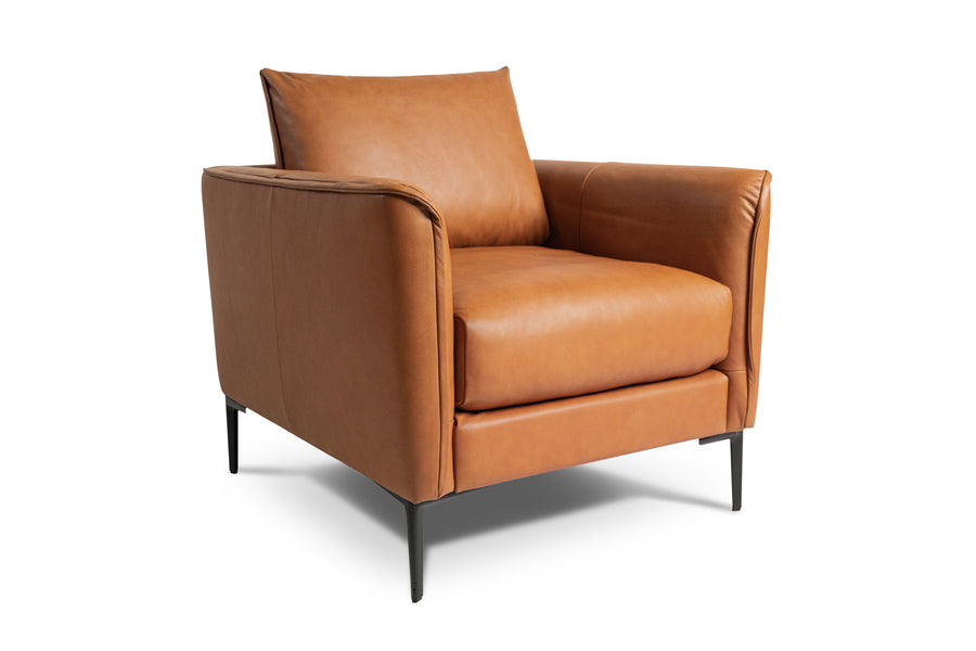 Valencia Jasper Leather Accent Chair, Cognac