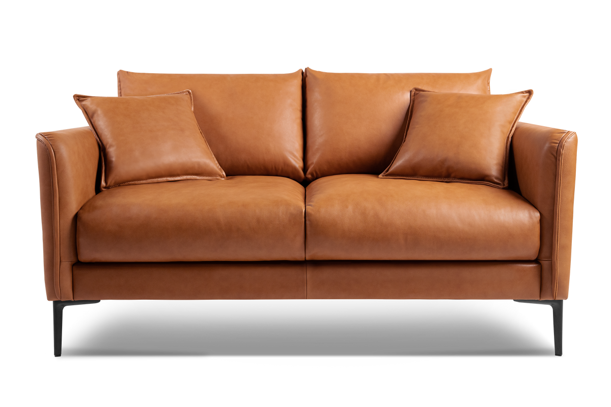 Valencia Jasper Leather Loveseat Lounge, Cognac