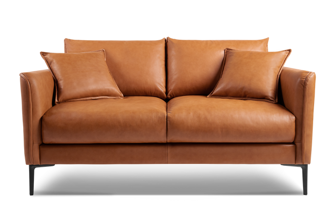 Valencia Jasper Leather Loveseat Lounge, Cognac