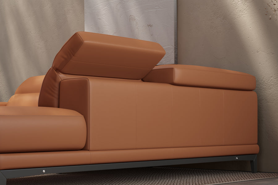 Valletta Sectional Leather Lounge, L-Shape & Right Chaise, Cognac