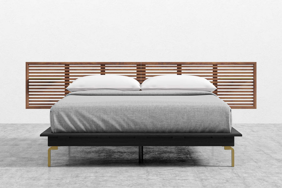 Valencia Lattice Wood Veneer King Size Bed Frame, Walnut