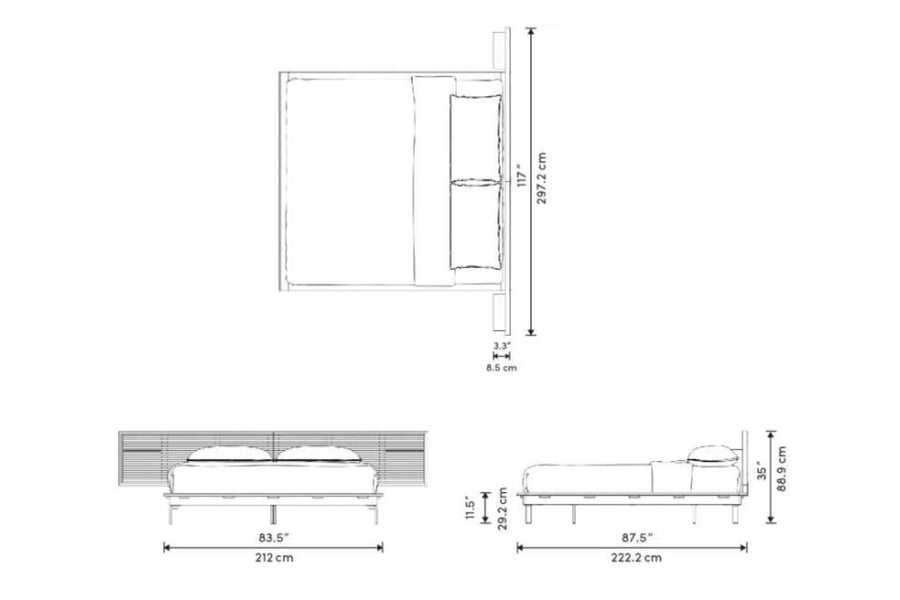 Valencia Lattice Wood Veneer King Size Bed Frame, Walnut