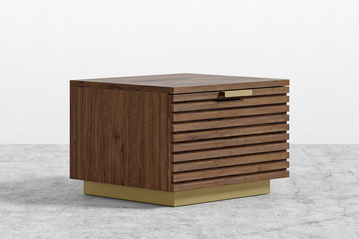 Valencia Lattice Wood Veneer Nightstand, Walnut